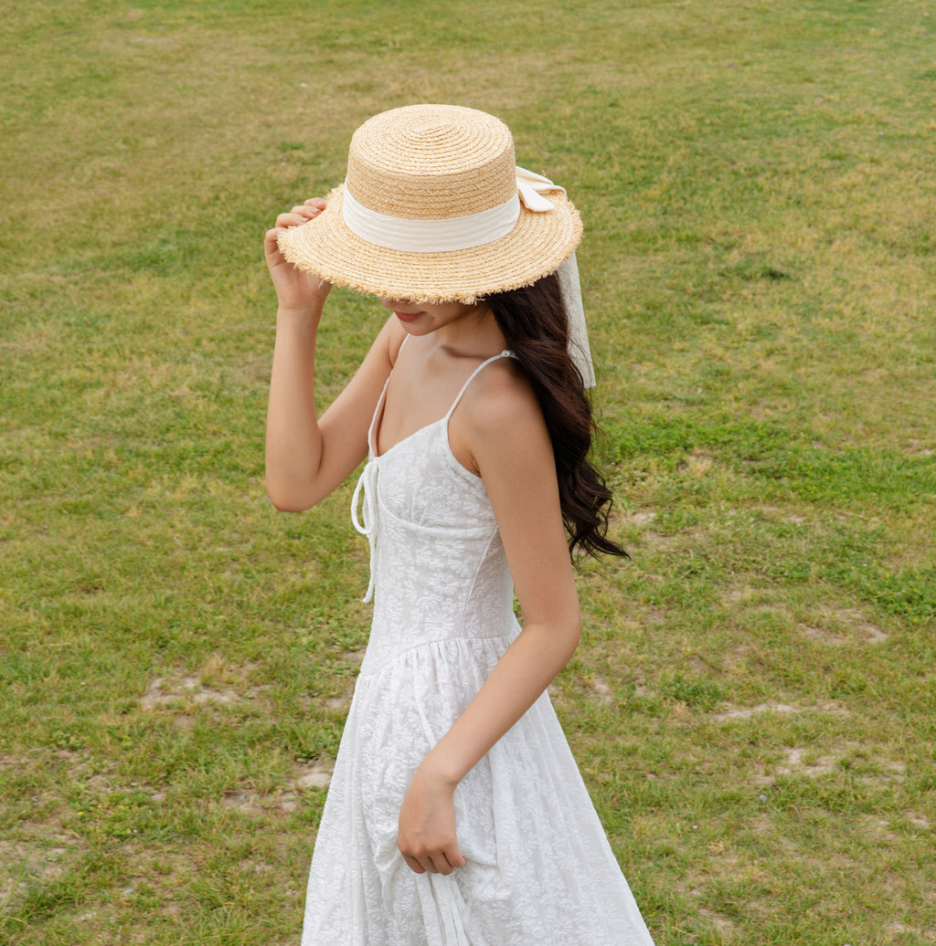 Frayed Bow Sun Hat
