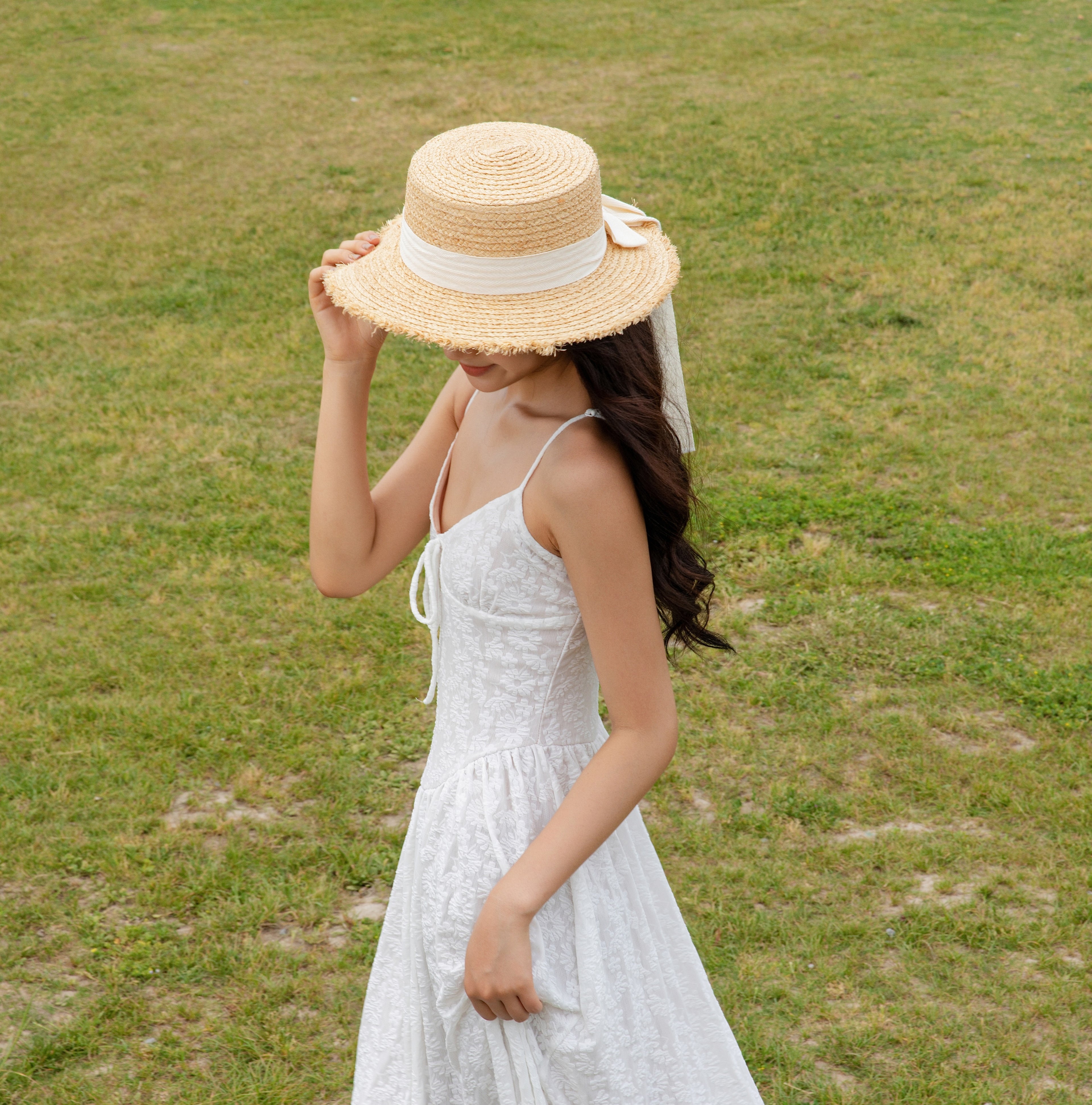 Frayed Bow Sun Hat