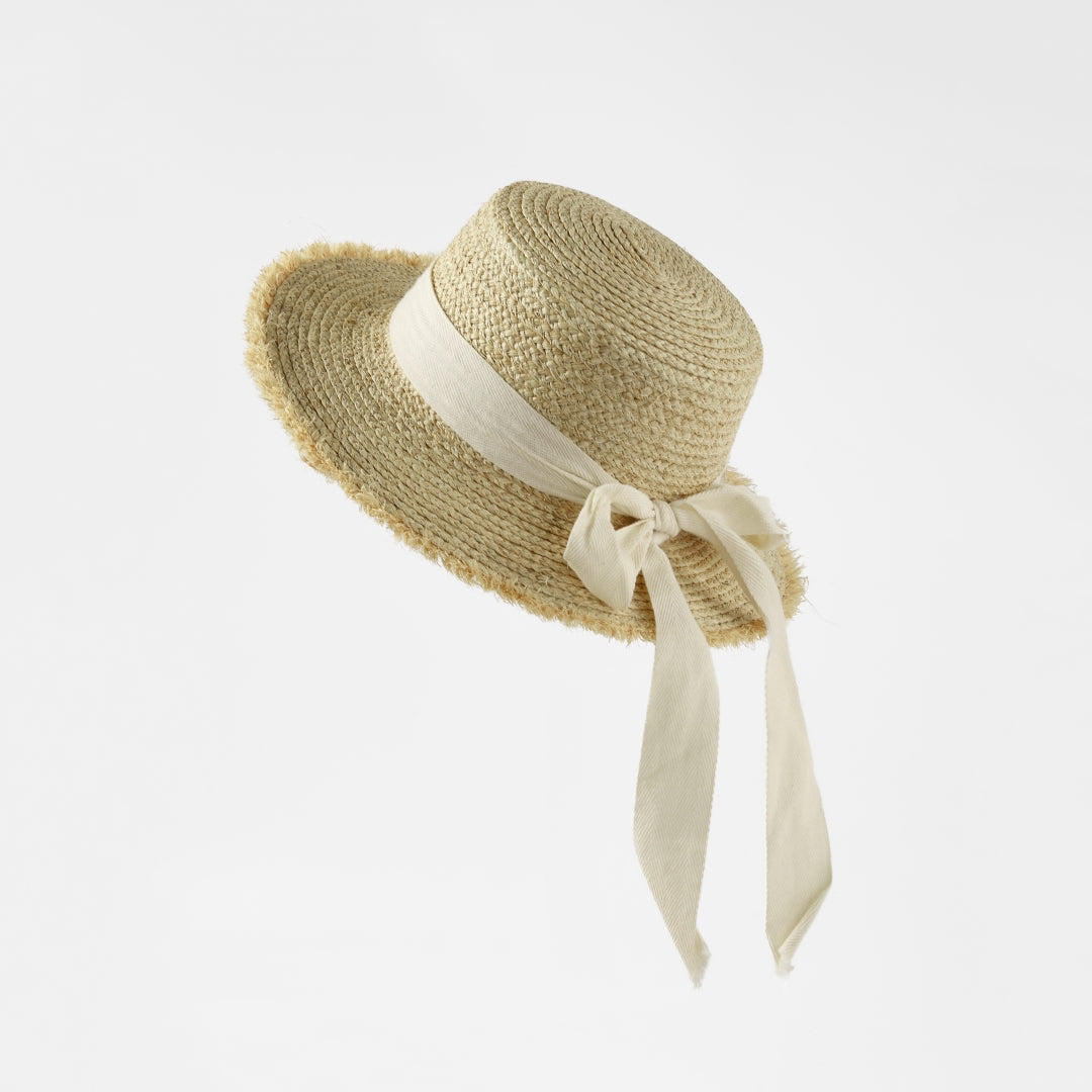 Frayed Bow Sun Hat