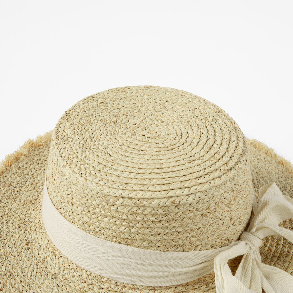 Frayed Bow Sun Hat