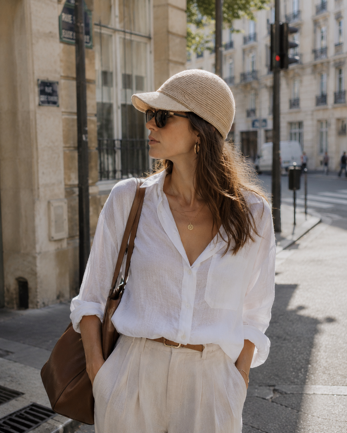 Linen Blend Woven Summer Cap